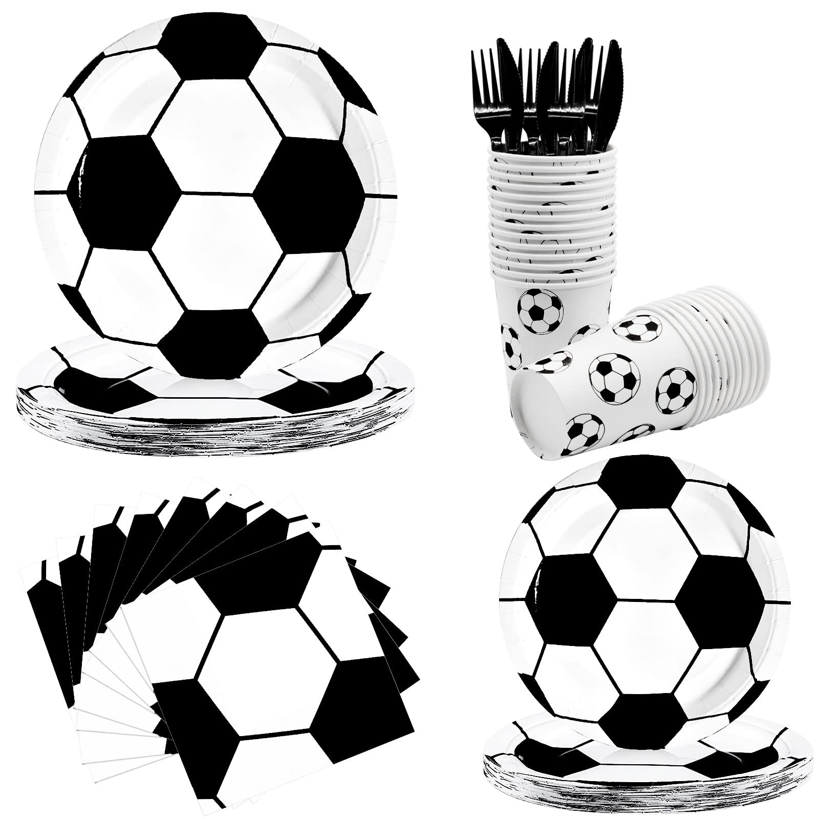 Sponsored Ad - 144Pcs Soccer Party Supplies Soccer Birthday Party Tableware Set Serve 24 Guests include Paper Plates Napkins Cups Knives Forks For Birthday Baby Shower Sports Theme Party Decorations