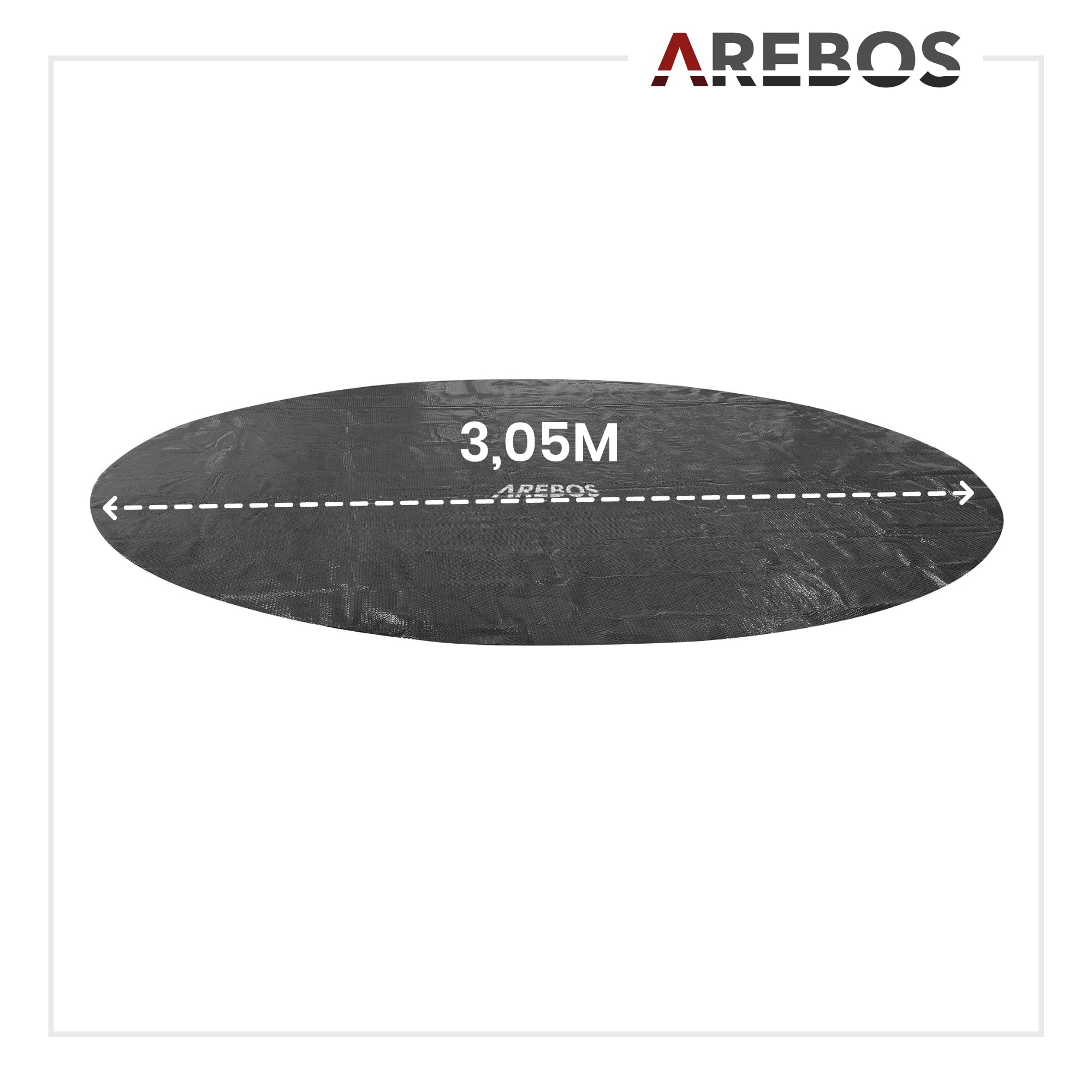 Bâche Solaire de Piscine Ronde Arebos Ø 3,05 m Noir 120 µm Chauffage