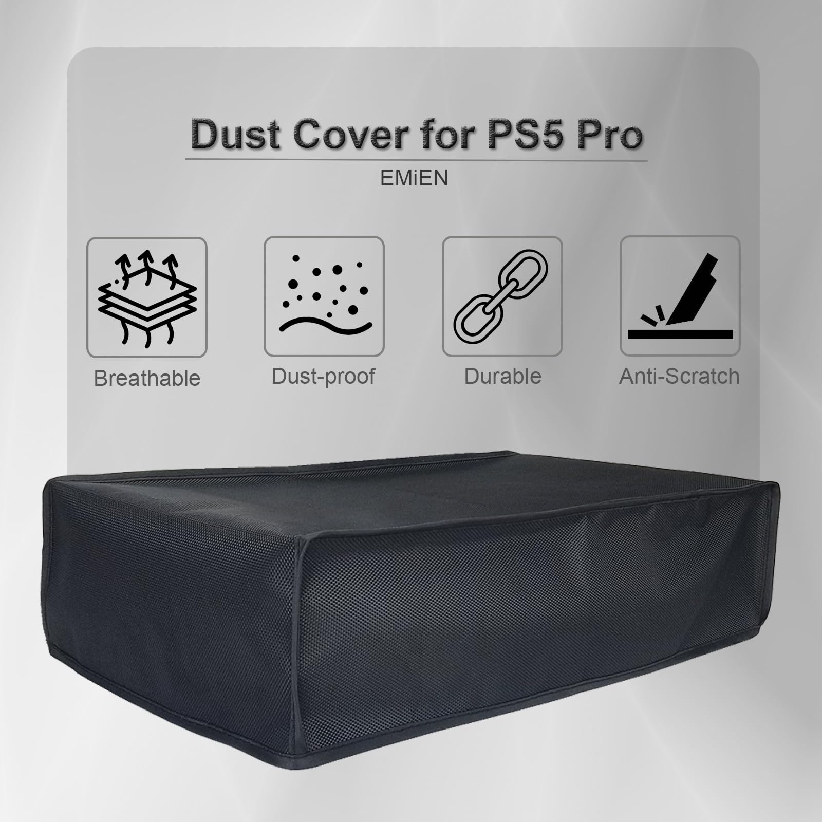 Cubierta antipolvo horizontal para consola PS5 Pro, tela Oxford, antiarañazos, impermeable, con puerto de cable trasero para consola Sony Playstation 5 Pro, versión digital y disco (negro)