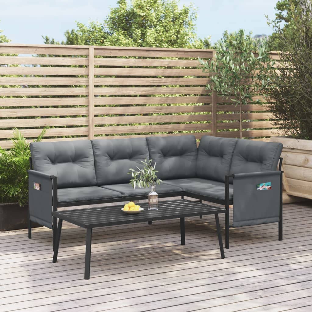 vidaXL Garten Lounge Set 2-TLG., Gartenmöbel Set mit Kissen, Sitzgruppe für Garten Terrasse, Sofa Garnitur Loungemöbel, Anthrazit Stahl