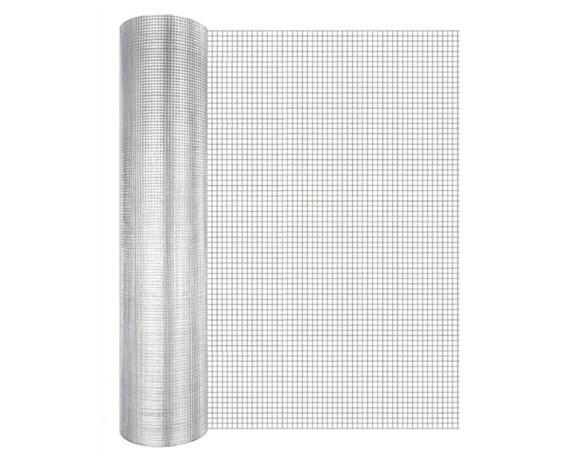 Rete Metallica Zincata Elettrosaldata Per Recinzioni Maglia Piccola Quadra 12,5x12,5 mm per Voliere Gabbie Uccelli Orti e Giardino Rotolo h.100 cm. x 25 mt.