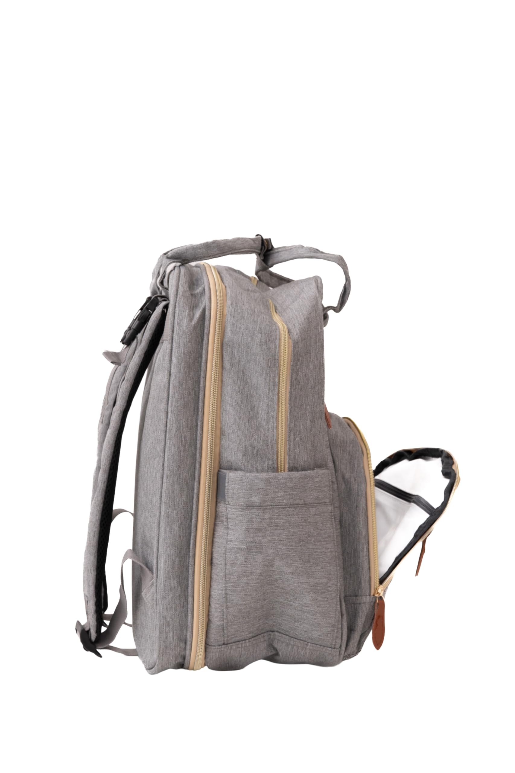 Sac à Dos à Langer – Grande Capacité avec 13 Poches, Station de change, moustiquaires, doublure isothérme, Cable USB... Sac de Voyage Multifonction, Imperméable – Gris