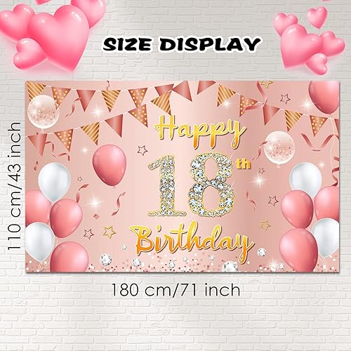 Miniatura 7 de Cartel de feliz cumpleaños número 18, decoración de pancarta de feliz cumpleaños 18 para mujereshombres, telón de fondo grande de 18 cumpleaños,