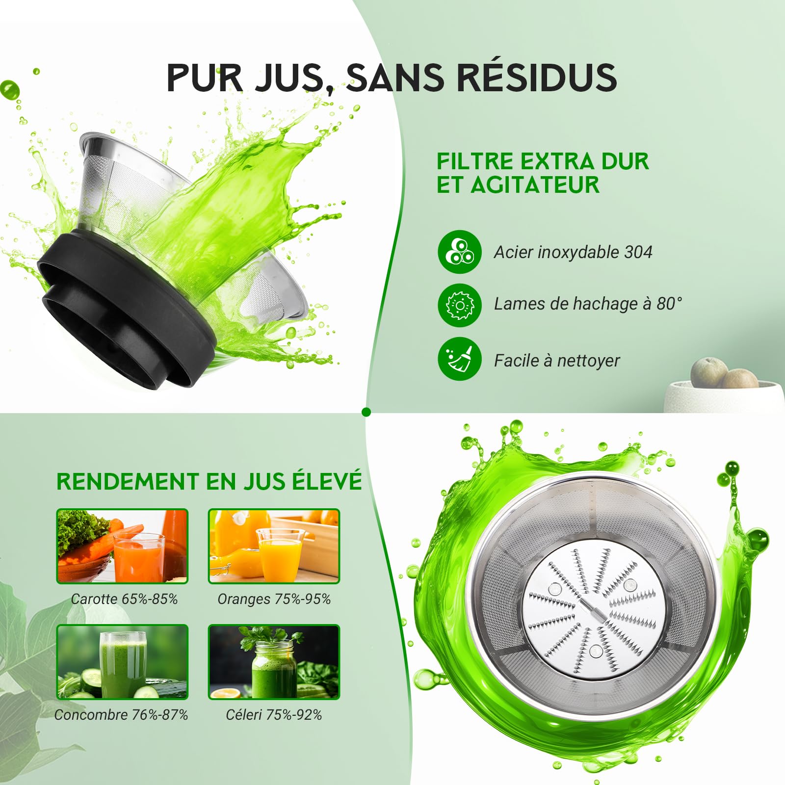 Centrifugeuse Extracteur de Jus, Centrifugeuse de Fruits et Legumes: 3 Vitesses, 600W Extraction Jus Rapide et Efficace | 76MM Large Bouche, Pieds Antidérapants, Anti-Goutte, Nettoyage Facile