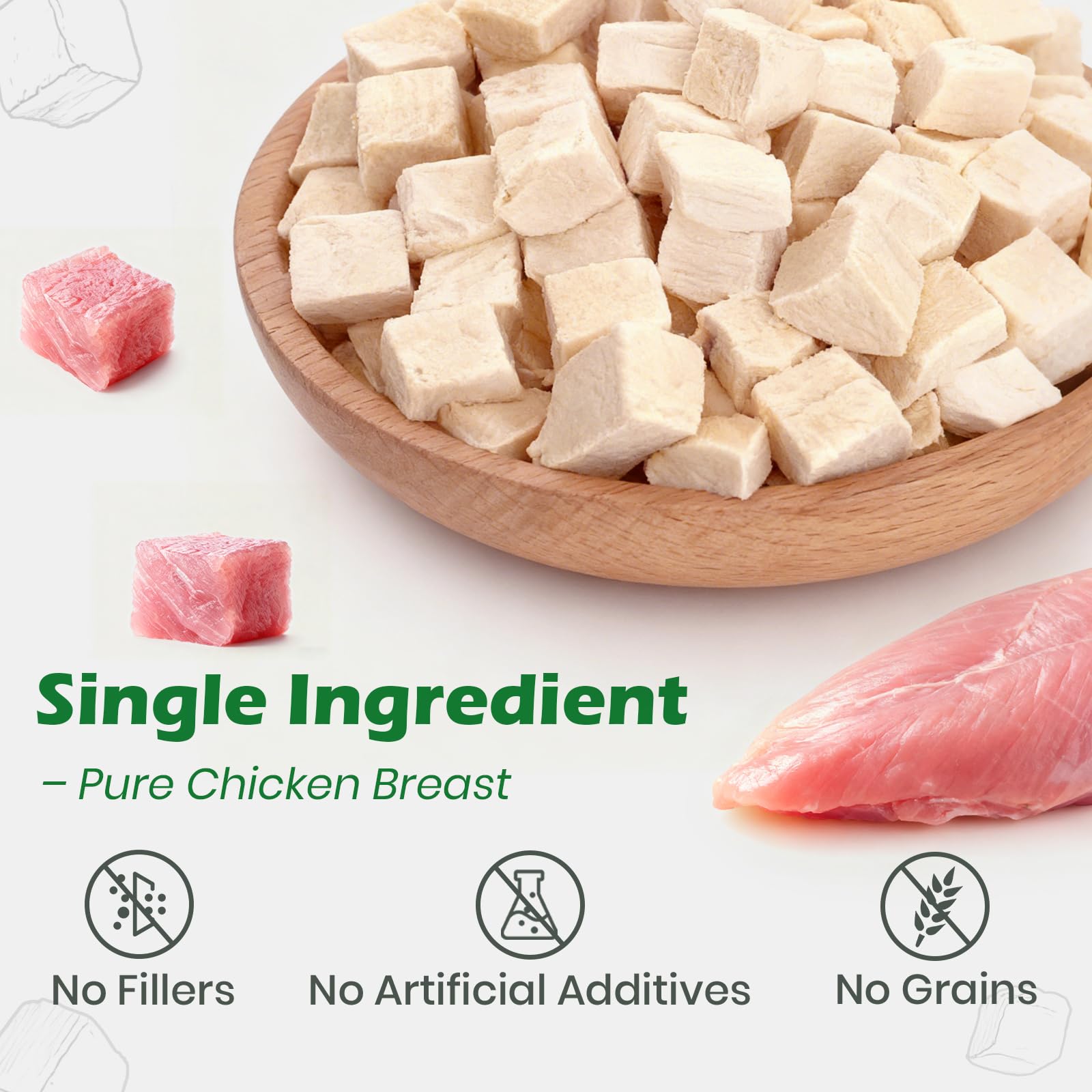 Freeze Dried Chicken Cat & Dog Treats 14.5 oz – Single Ingredient, High Protein Dry Chicken Pet Snacks, Grain-Free All Natural, Healthy Training Treats or Food Topper