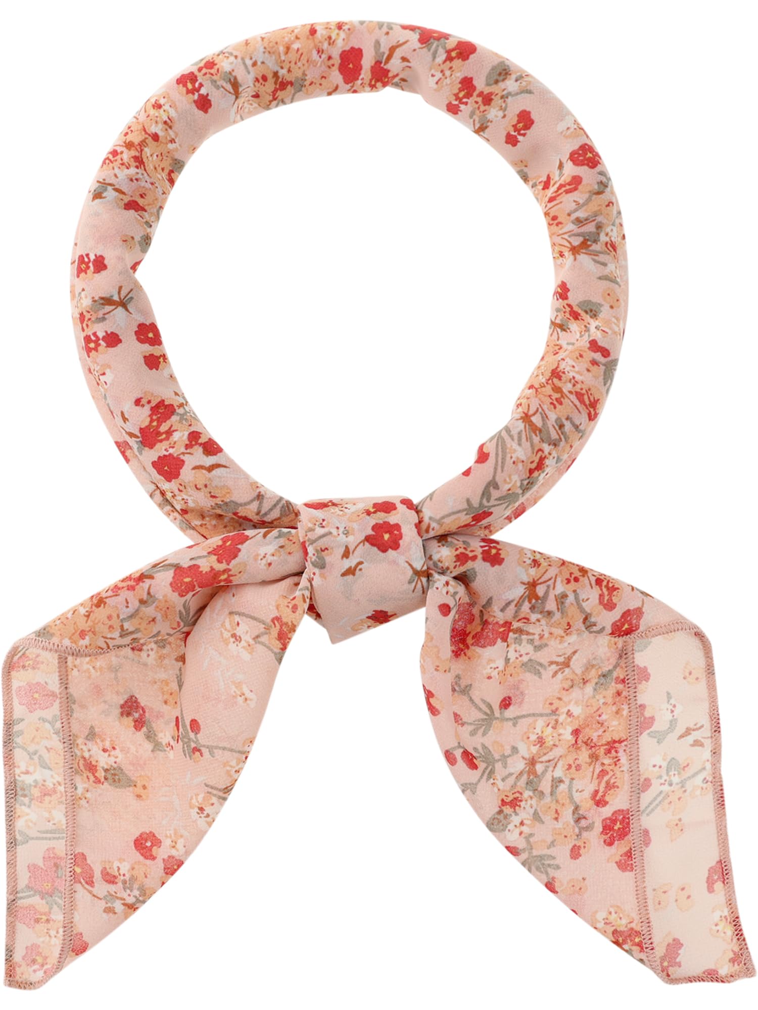 Elerevyo Women Floral Chiffon Scarves, Square Neck Scarf Neckerchief, Skinny Long Ribbon Hair Band