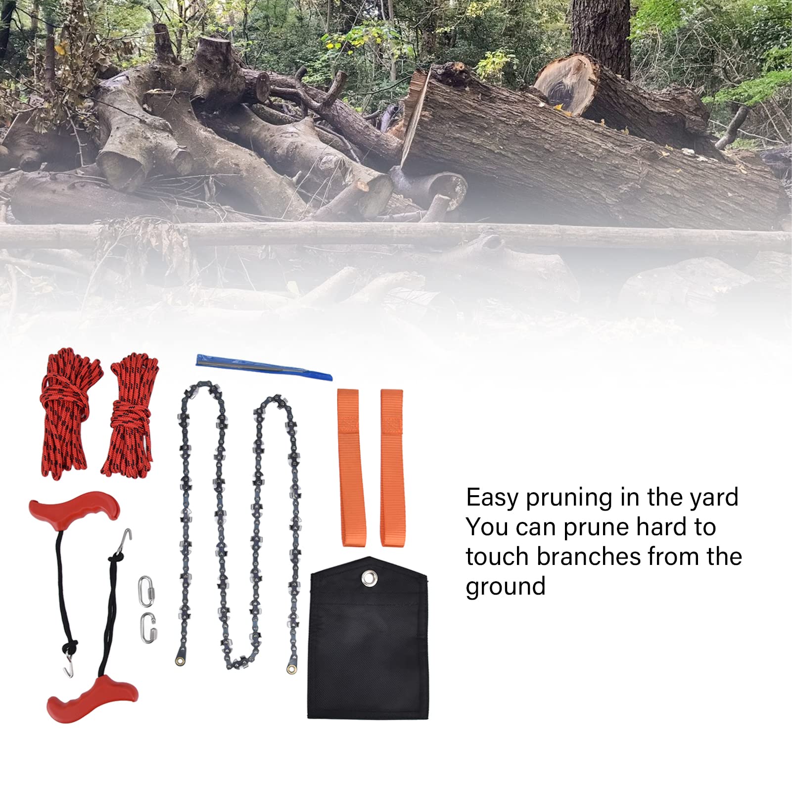 Topyond Tronçonneuse De Poche Pliable Portable – Scie à Chaîne à Corde Manuelle De 133 Cm – Outil De Coupe des Branches D'arbre – Lames De Dents des Deux Côtés, Scie à Arbre à Membres Hauts Pour les A