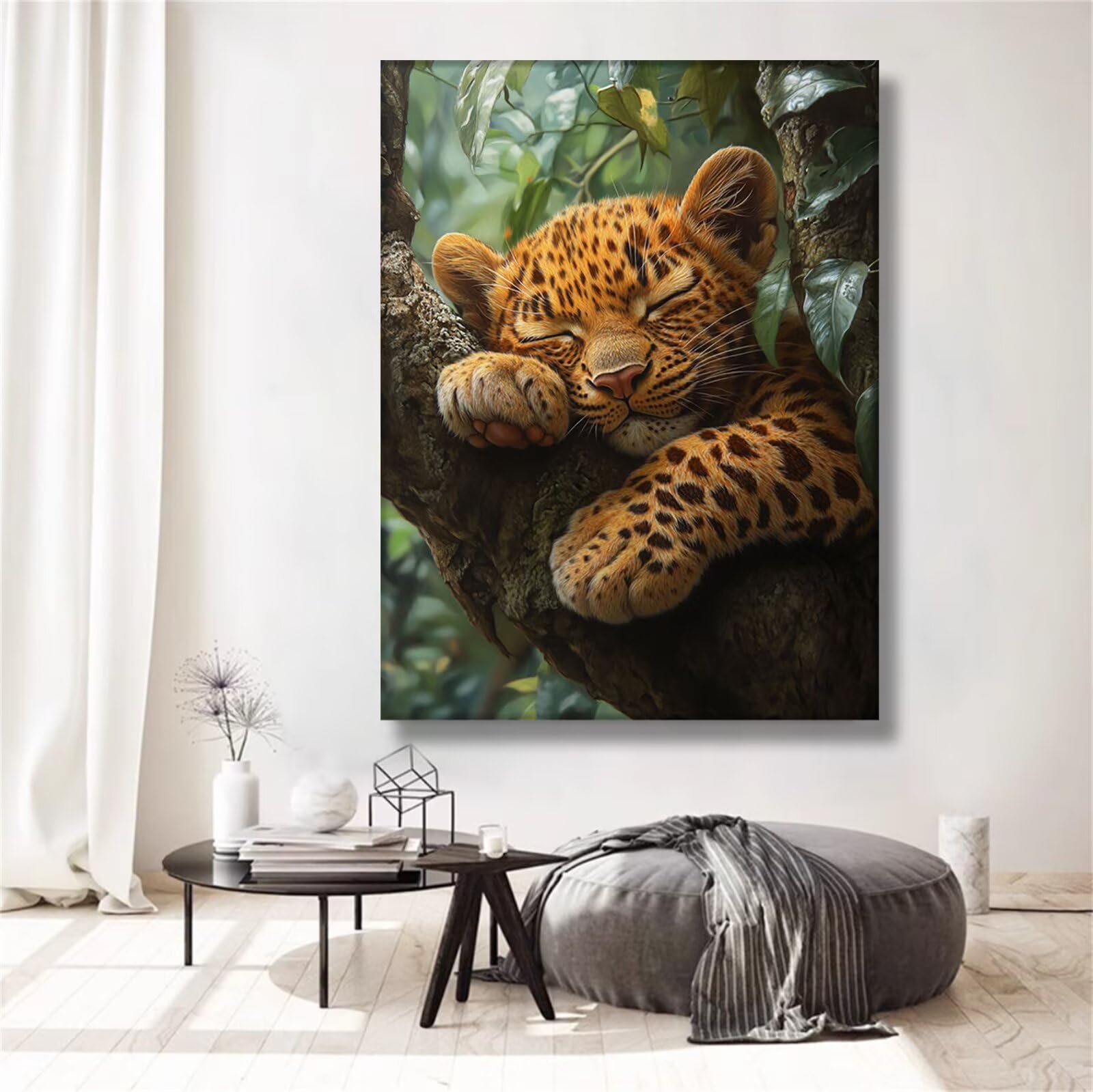 Numery Malarstwo Leopard Fabryka Malarstwo Numery Dla Dorosłych, Zestaw Mozaiki, Zestaw Mozaiki, Zestaw do prasowania płótno, Kolorowanka według numerów dla dorosłych, z pędzlami i farbami akrylowymi