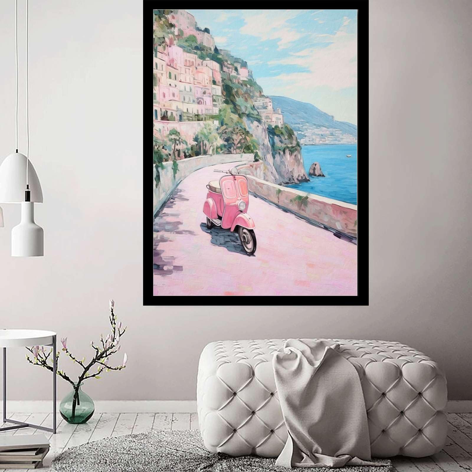 Amazon.com: LUCKLYDOUDOU Poster Wall Art Picture Pastel Vespa