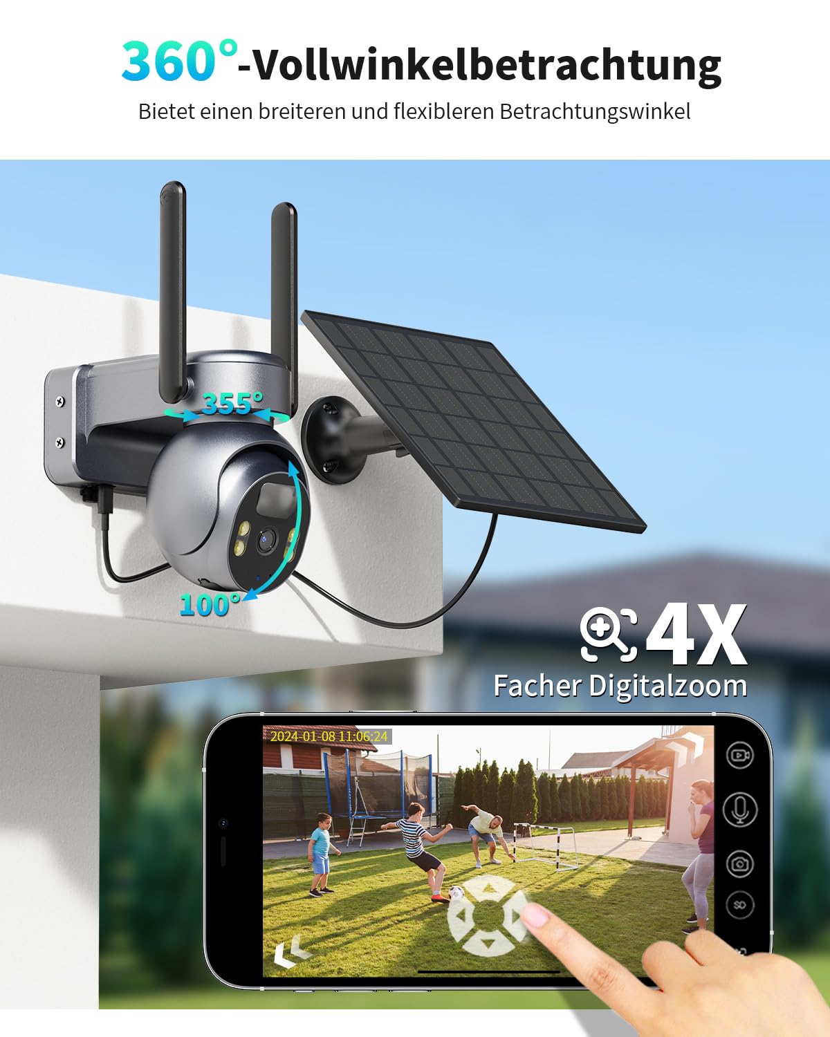 SEHMUA 4G LTE Überwachungskamera Aussen Solar mit SIM Karte Ohne WLAN