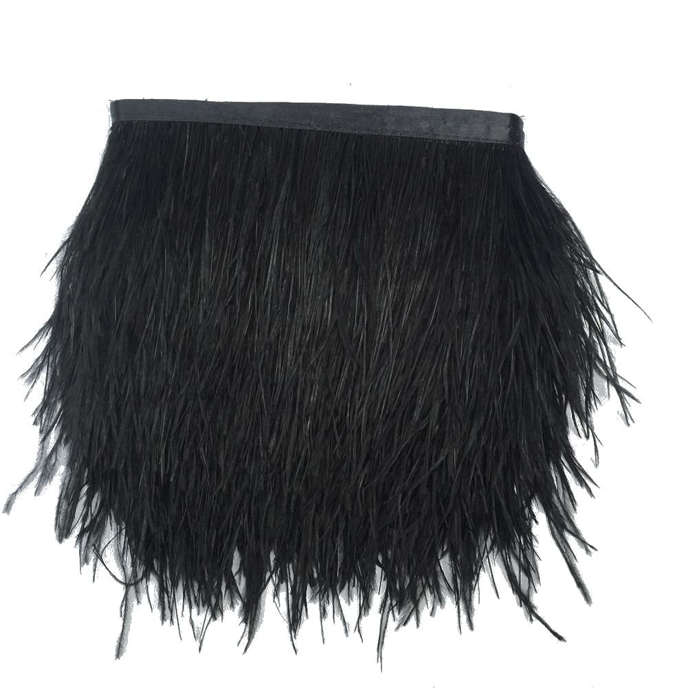 Shekyeon Ostrich Feathers Trim Fringe Used Wedding Sewing Crafts Costumes Decoration Pack of 2 Yards(Black) — image 1