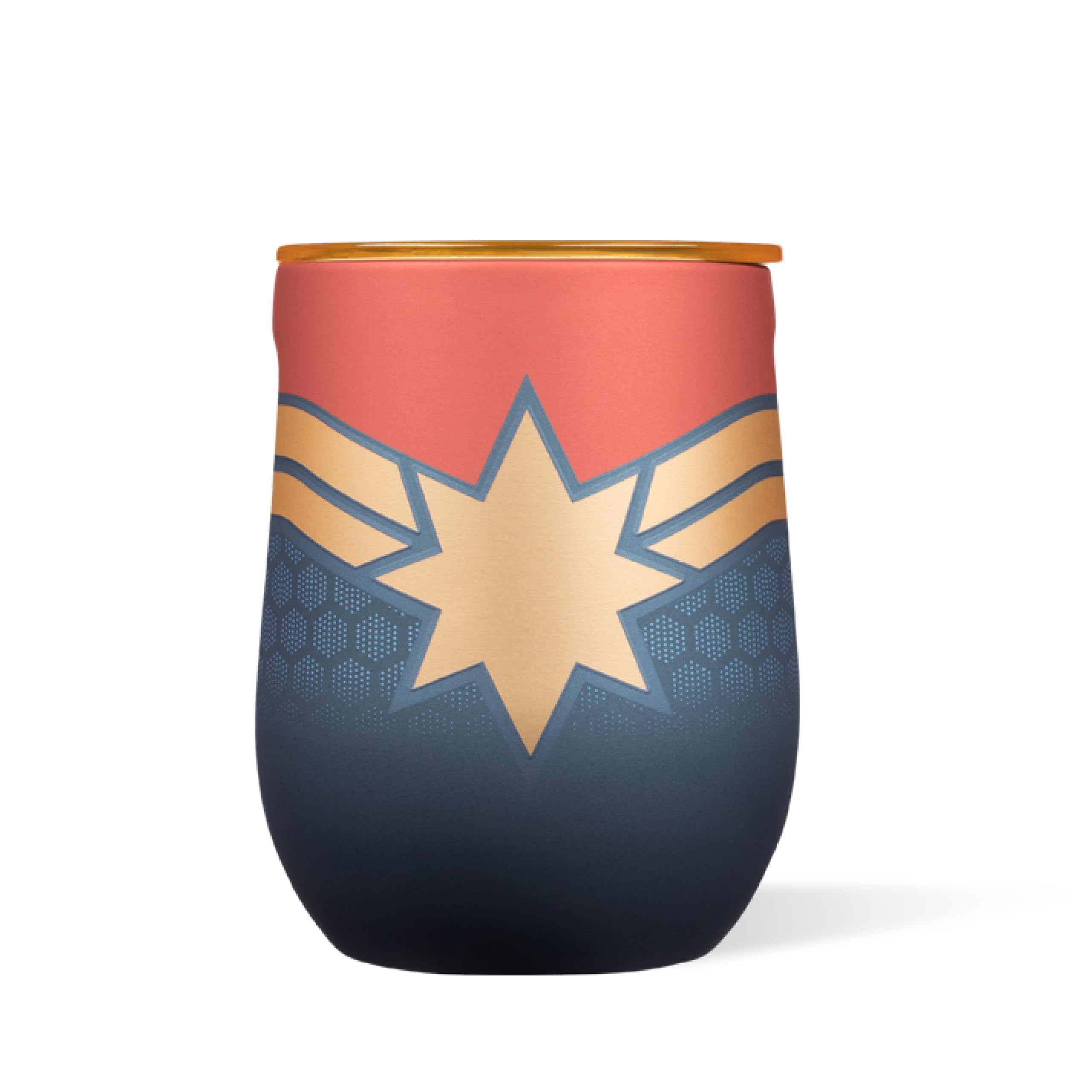 Corkcicle Stemless Insulated Wine Glass Tumbler - Keeps Beverages Cold 6 Hours & Hot 3 Hours - Stainless Steel - Easy-Grip - Summer Drinkware Gift - Keeps Drinks Ice Cold - 12 oz - Captain Marvel