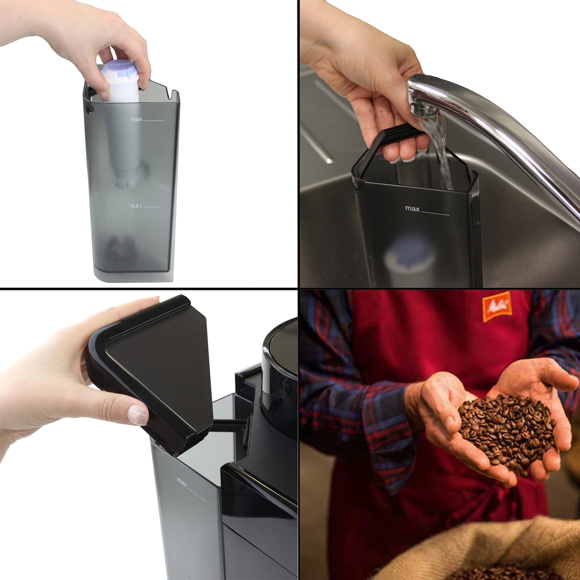 Melitta Passione F530-101, Kaffeemaschine mit Mühle, Kaffeebohnen, Milchsystem, automatische Reinigung, personalisierbar, 15 bar, Silber (generalüberholt)