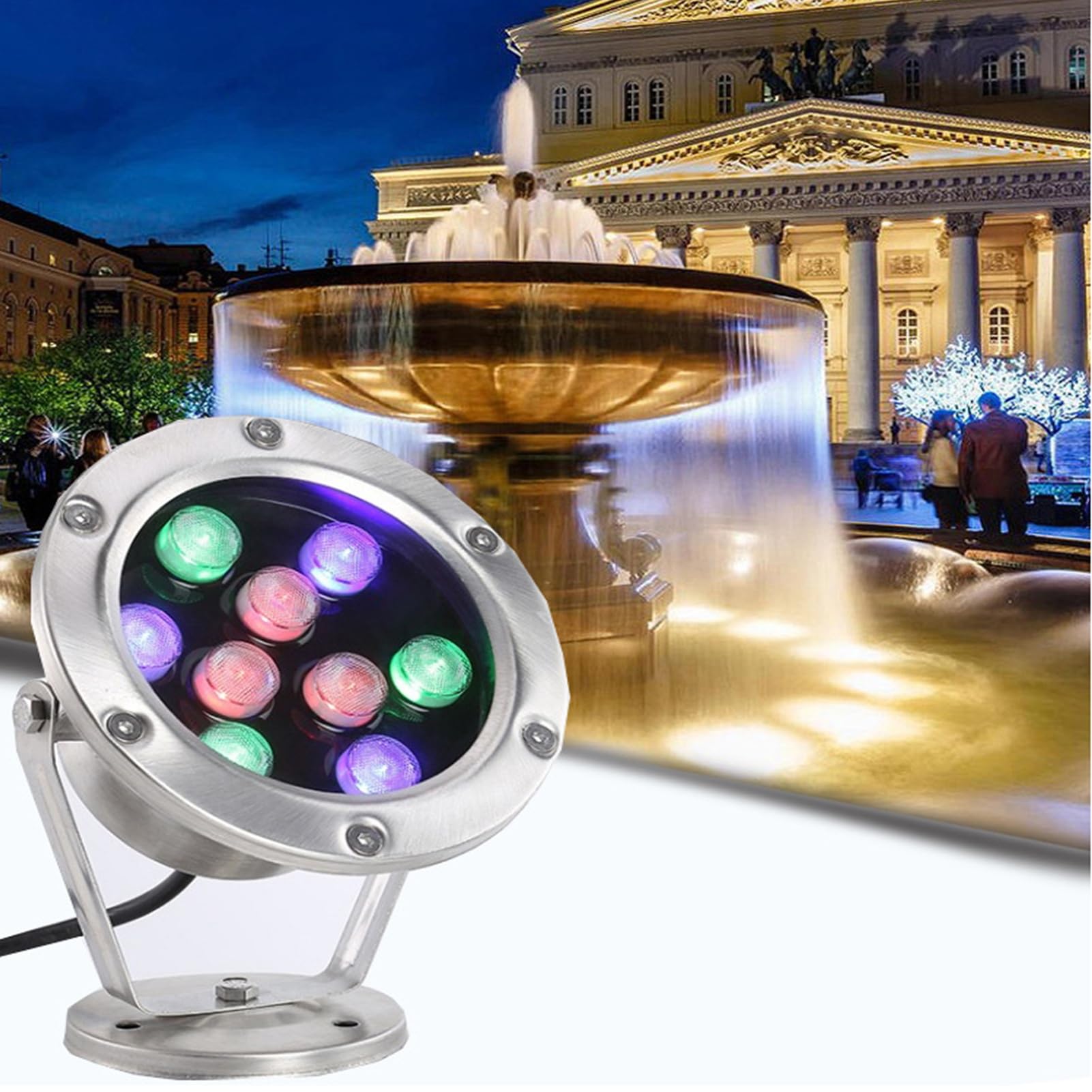 Faretto Subacqueo A LED per Stagno IP68 in Acciaio Inossidabile Impermeabile Illuminazione per Fontana a Bassa Tensione 12V per Fontane