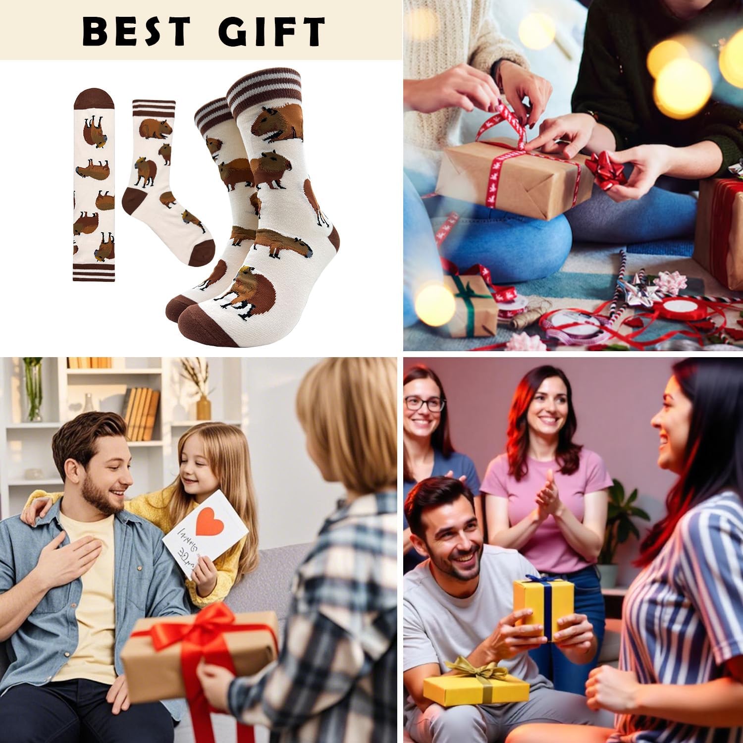 Capybara Lover Novelty Funny Breathable Printed Cotton Socks, Unisex Cozy Knitted Crew Socks, Birthday Gifts for Animal lover Friends Family Classmates Teen Sister roommate coworker - Image 5