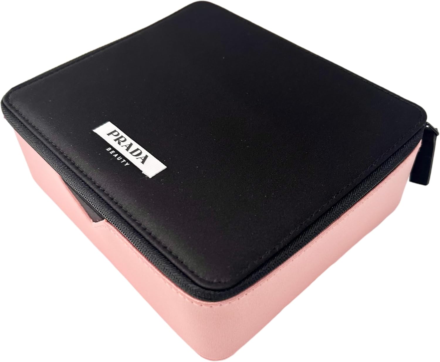 Prada Black Pink Train Case Beauty Fragrance Paradoxe Cosmetic Pouch Makeup Bag (EMPTY MAKEUP BAG) - Approx MEDIUM 7L x 6H x 2.5W - 0697