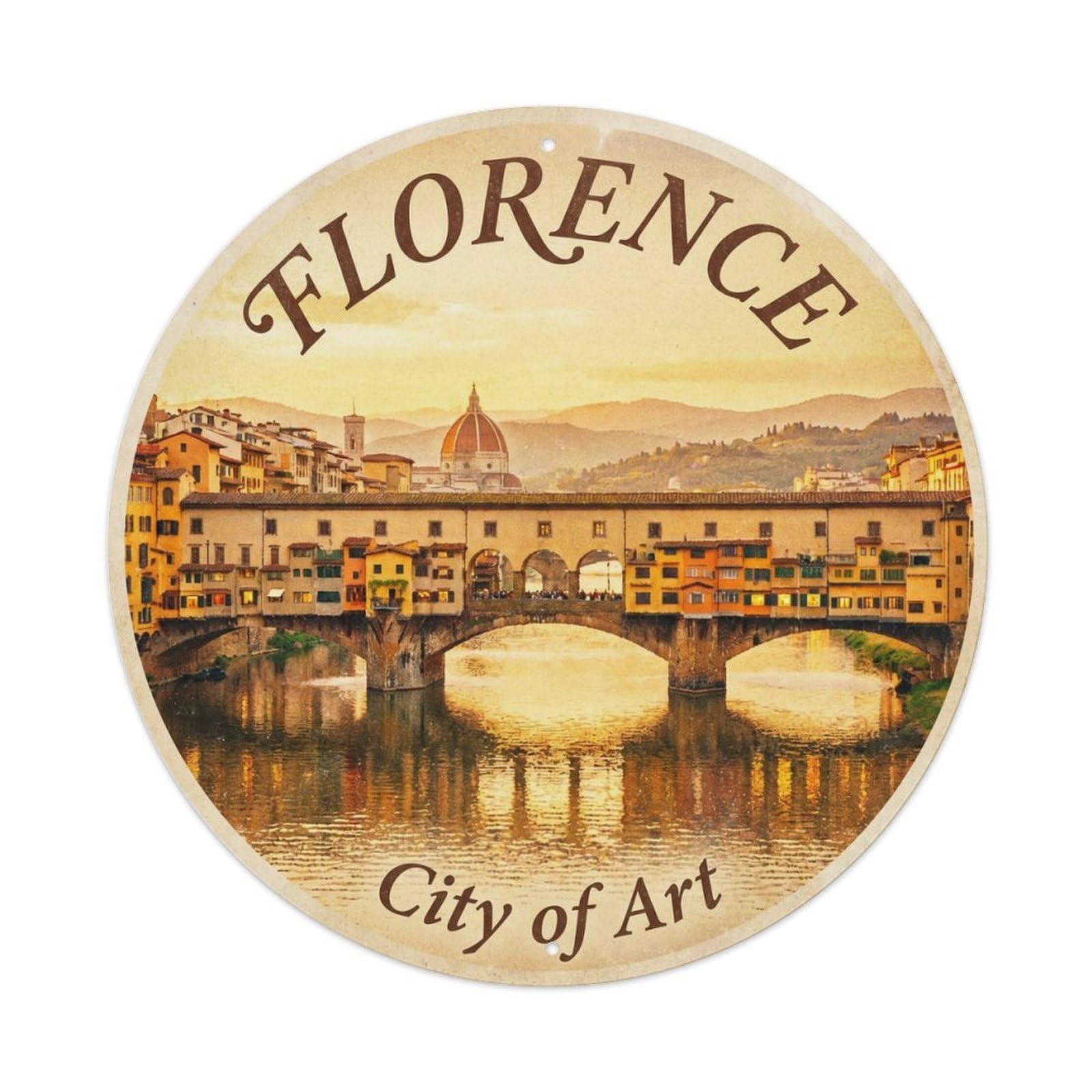 Fqnyr Style Vintage Travel Florence Bridge Italy Metal Tin Sign