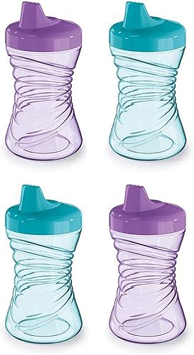 NUK Fun Grips - Vaso para beber con boquilla dura, 10 onzas, fácil de sostener, 4 unidades