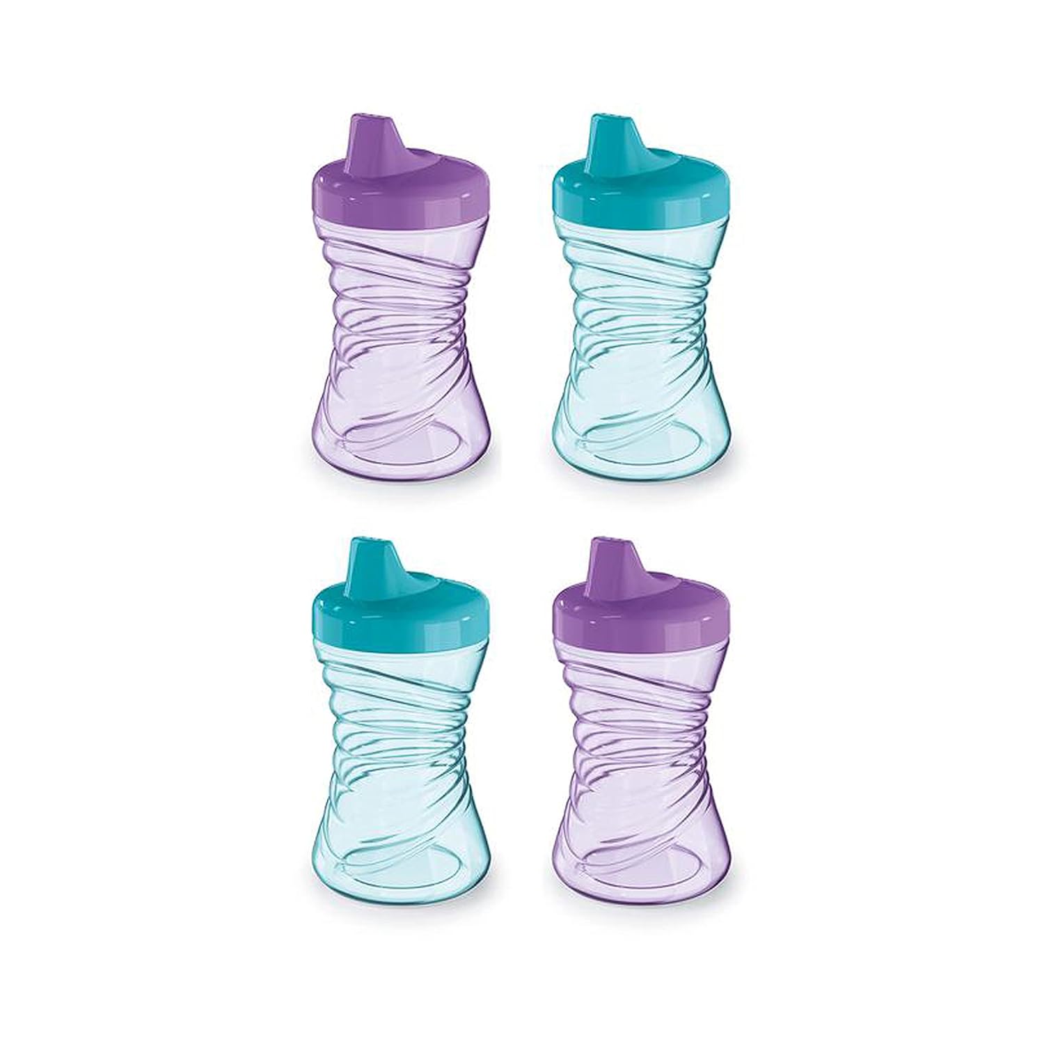NUK Fun Grips Hard Spout Sippy Cup 10oz 4pk - Spill Proof BPA Free Toddler Cup for Easy Grip & Transition