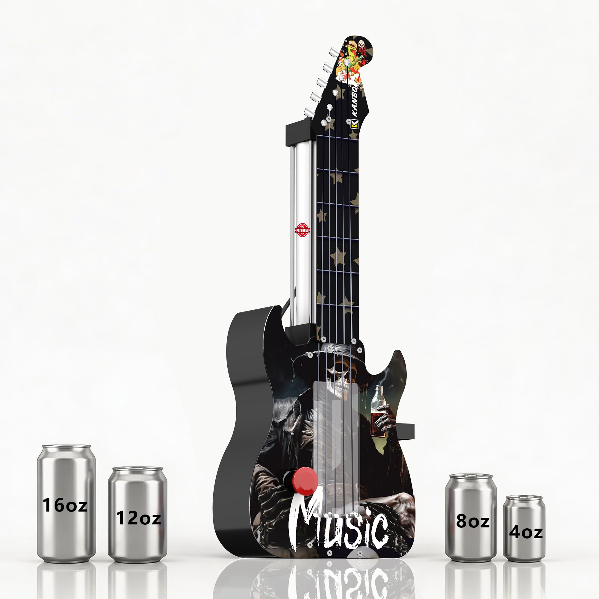 615 Guitar Pneumatic Can Crusher, 16oz Soda Cans, Wall-Mounted Heavy Duty Can Smasher, Air Cylinder Metal Compactor, Air Powered Aluminum Can Crusher for Garage, Kitchen, Workshop