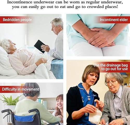 Miniatura 5 de Paquete de 2 pantalones cortos de algodón para orina, pantalones cortos de catéter de fácil transporte, ropa interior poscirugía para nefrostomía,