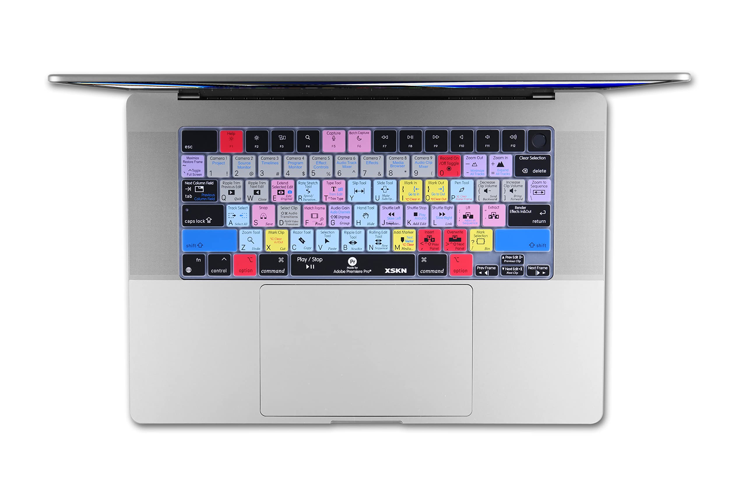 XSKN Premiere Pro Shortcut US Layout Silicone Keyboard Cover Skin for 2021 Released MacBook 14 inch A2442 16 A2485 with ( M1 / Max chip ) Liquid Retina XDR Display Touch ID, K-400