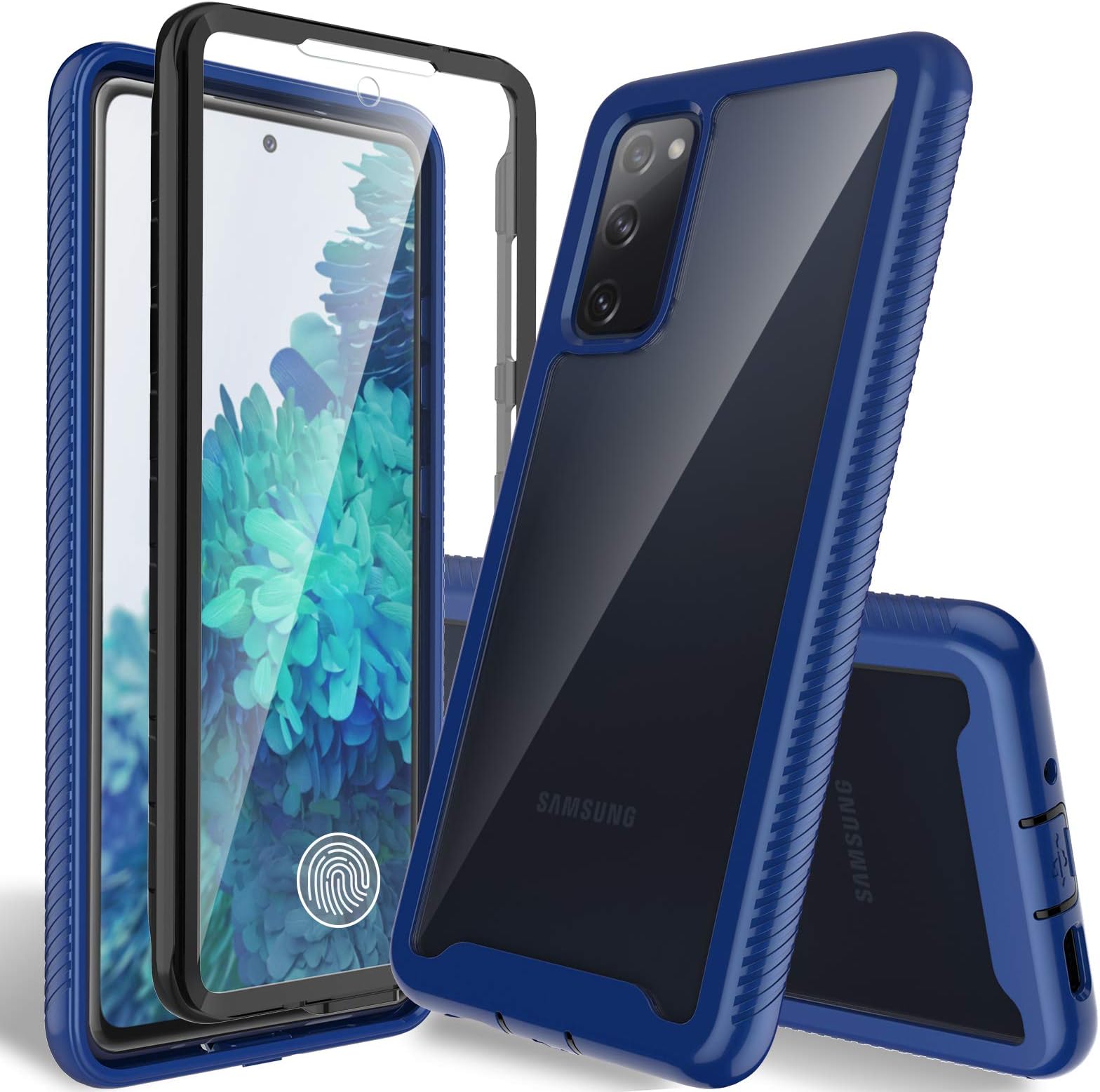 HATOSHI Samsung Galaxy S20 FE 5G Case, Galaxy S20 FE 5G UW Case with Built in Screen Protector, Heavy Duty Protection, Crystal Clear Back, Rugged Shockproof TPU Bumper Protective Phone Cover,Blue