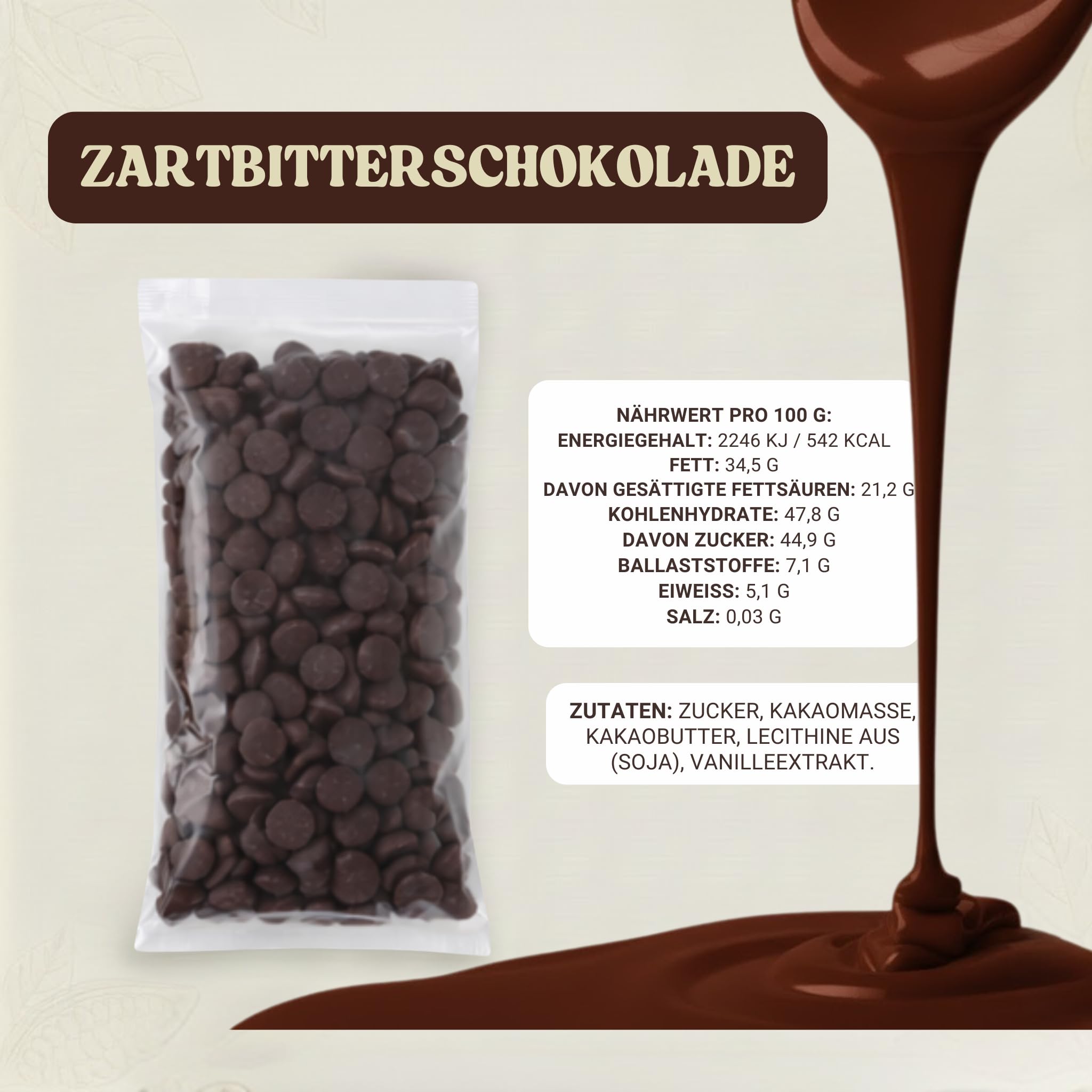 Zartbitterschokolade Fondue-Drops - cremig, schnell schmelzend für Dessert, Kuchen & Schokoladenbrunnen - 720 g (9×80 g)
