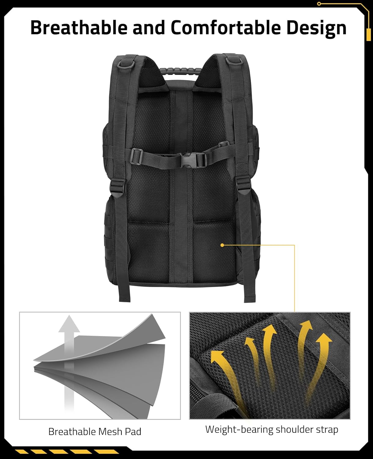 CVLIFE Tactical Range Backpack with Removable Divider, Gun Cases Bag with 4 Pistol Carrying Cases, Rucksack for Shooting (Black, Medium) - Image 5