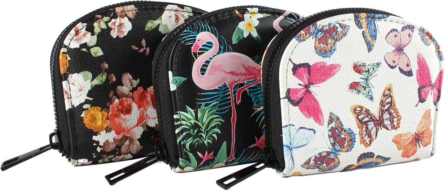 Small Zip Wallet Credit Card Wallet Coin change case Holder for women PU Leather(Butterfly) - Image 7