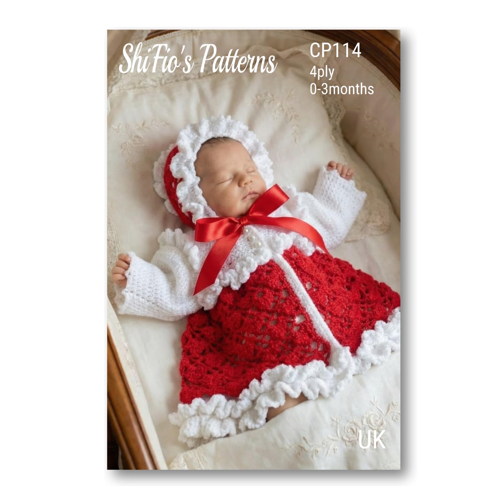 Paper Pattern - Crochet Pattern for Frilly Baby Bonnet & Matinee Jacket, 4ply Yarn, 0-3months - CP114