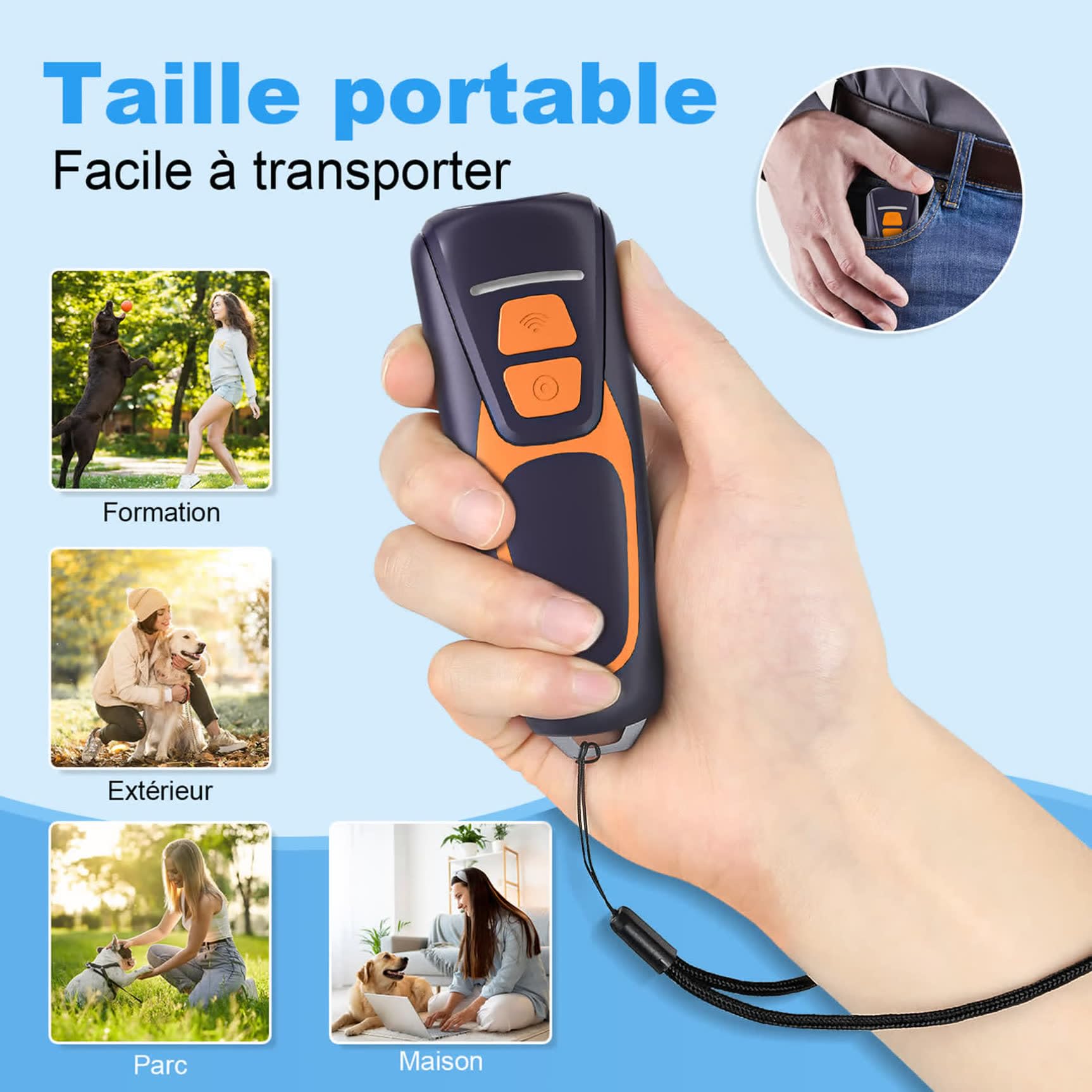 Anti Aboiement Chien Ultrason Puissant - Appareil de Dissuasion à ultrasons pour Chien - Portée de 15 m - Dispositif Anti-aboiement à ultrasons pour l'intérieur et l'extérieur