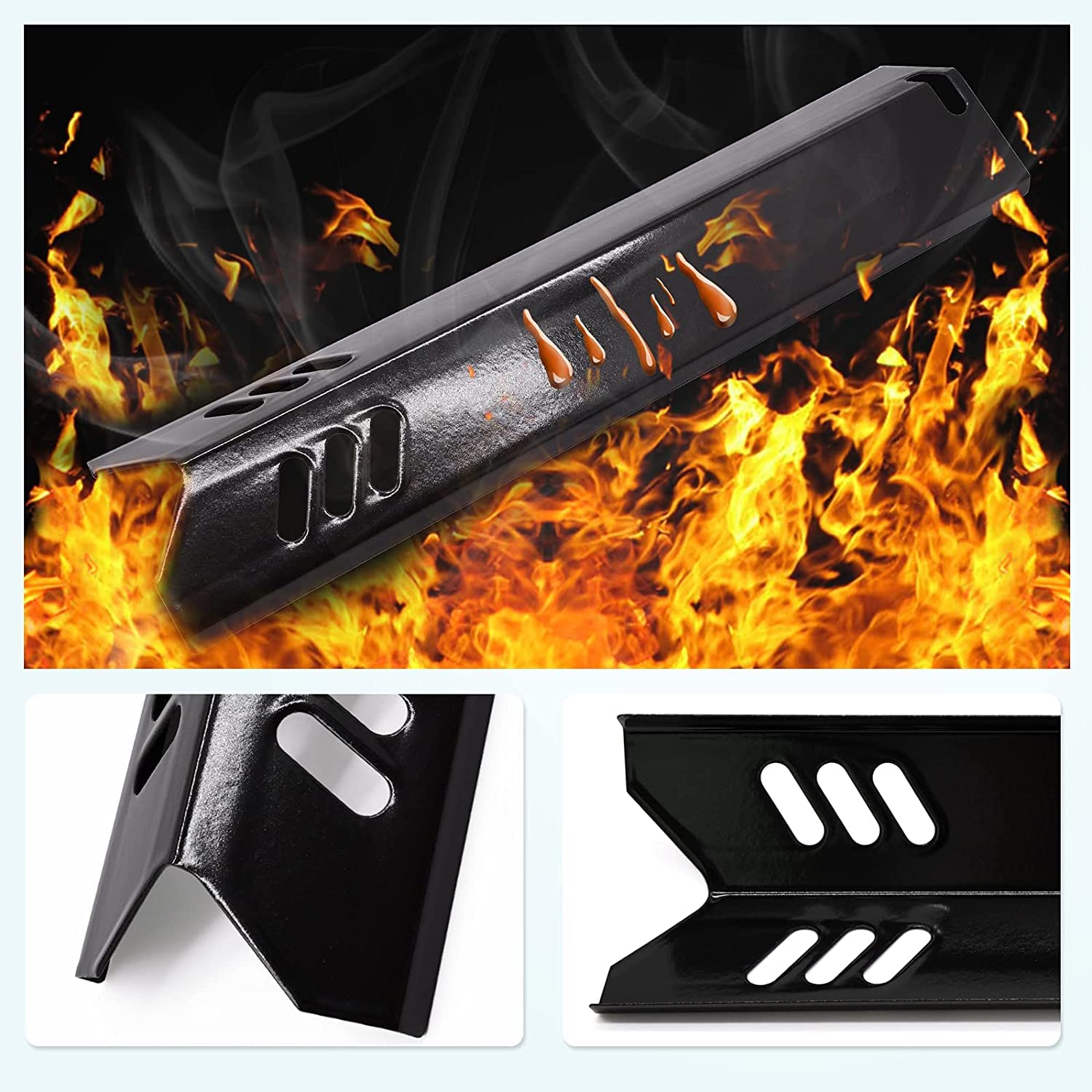 Criditpid Porzellan-Grill-Hitzeschilder – 4 Stück Ersatz Für Dyna-Glo U.a. Grillmodelle (15 X 3 13/16 Zoll)