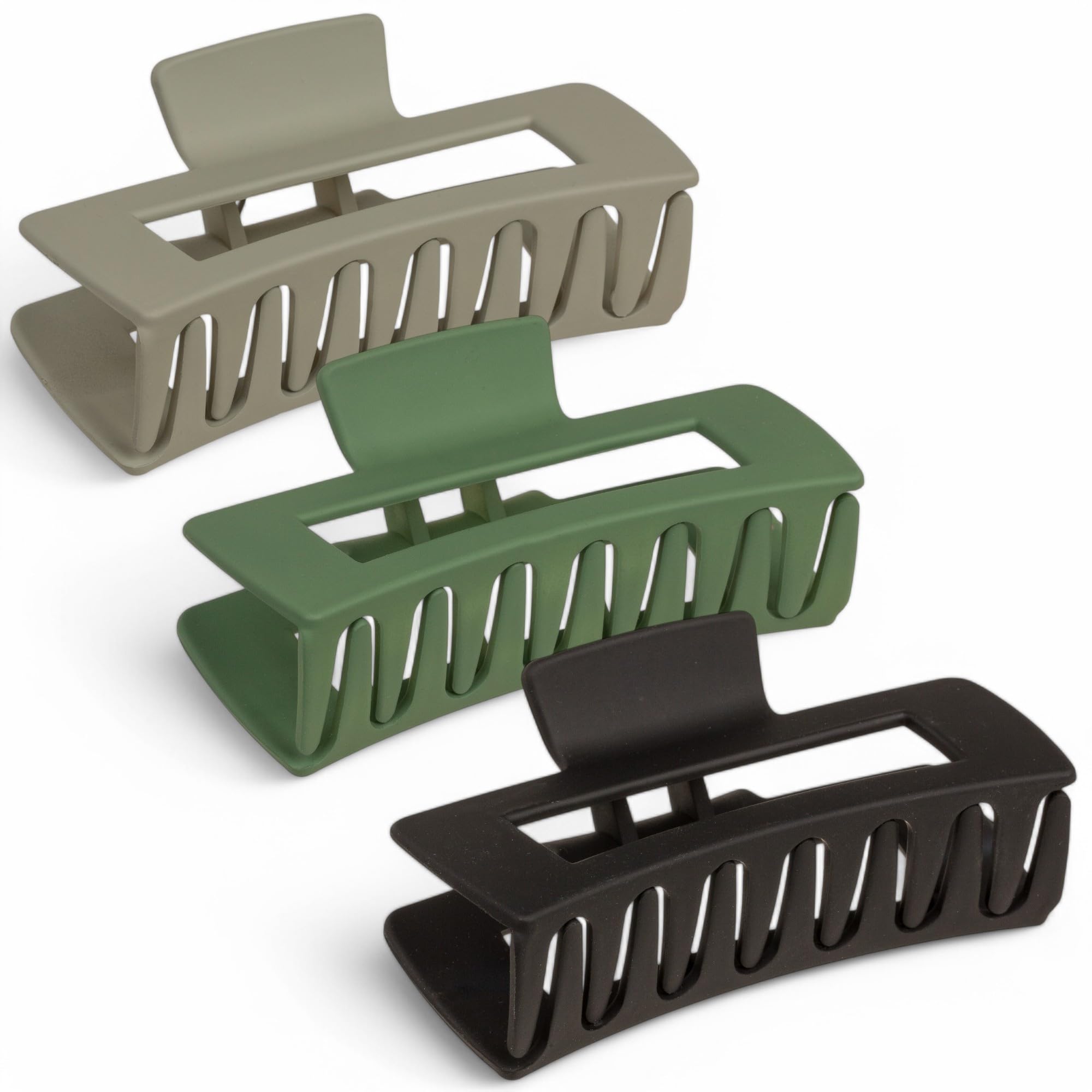 MIJOMA 3-teiliges Haarklammer-Set – eckige Haar-Clips aus mattem Kunststoff, 10 cm, stabil & rutschfest für jeden Haartyp (Urban Elegance)