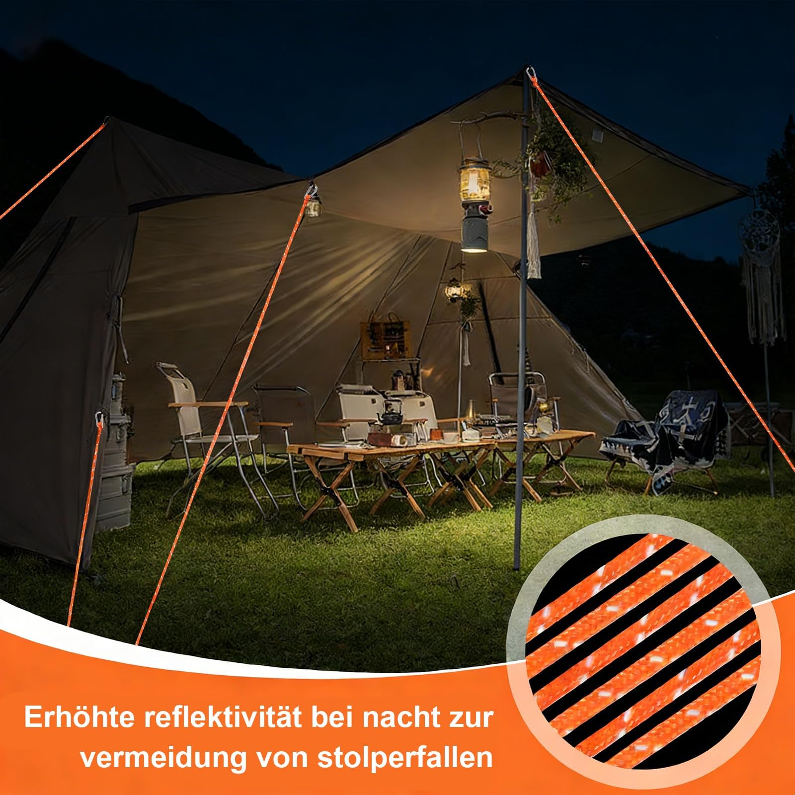 scheerlijnen tent spannen prota met touwspanner, 4 m, 4 stuks, reflecterende scheerlijnen, 4 mm, lichte scheerlijn, tentkoord, verstelbare kabelratel met haak voor campingtenten, luifels, oranje Klussen & gereedschap Kiwi Camping Moa 12 Current Model Compatibility_RadWagon 4 Tuchfarbe (unten):Mystic Grau