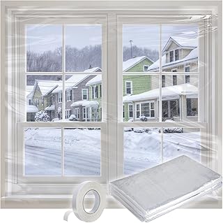 Apipi Thicken Window Insulation for Winter - Fits 10 Windows of 3' x 5' Durable Sealing Plastic Film Cover, Clear Shrink Window Insulation Kit with Double-Side Tape for Winterizing, 63 × 433 in