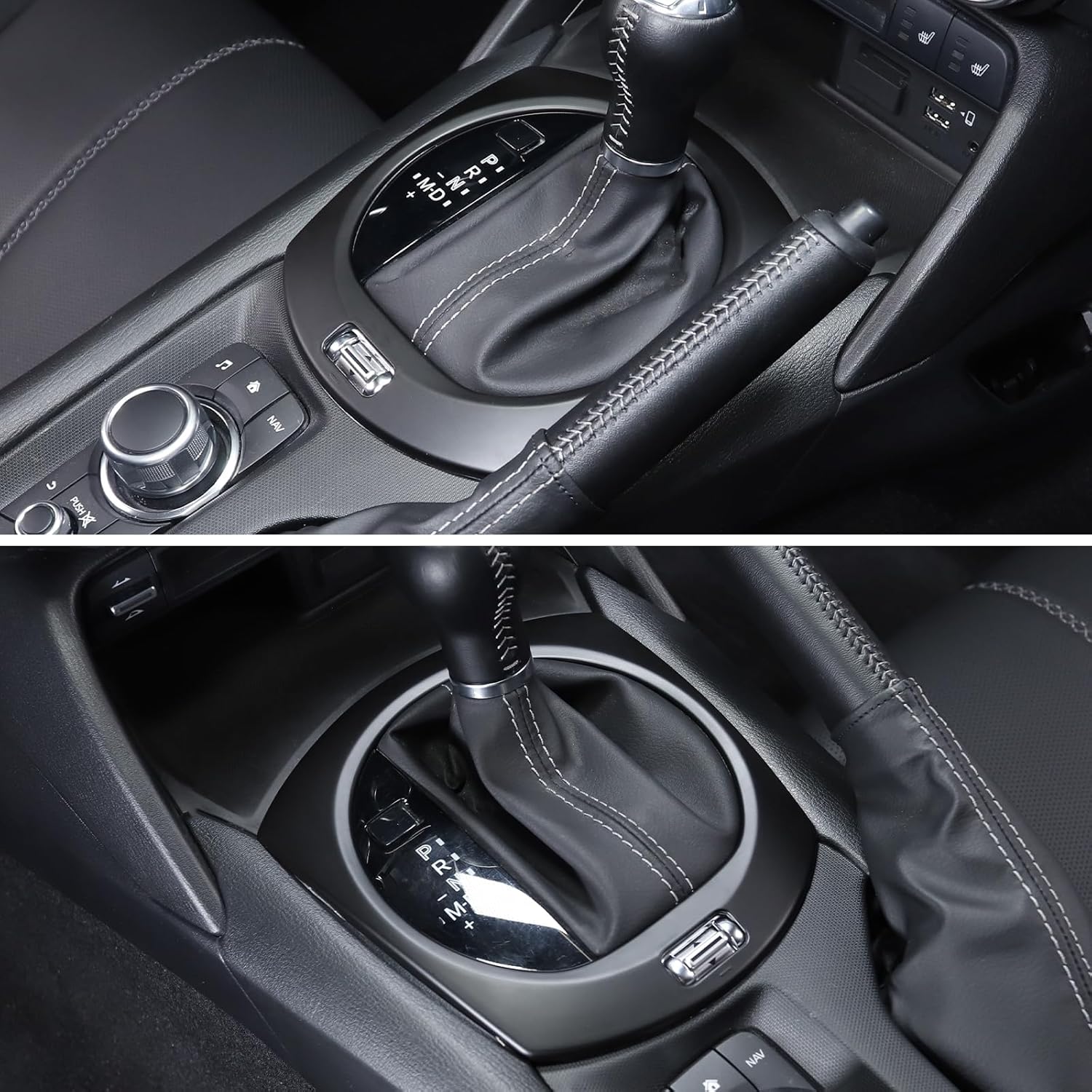 Central Control Gear Shift Panel Trim Cover Compatible with Mazda MX-5 ND Miata 2016-2023 ABS Console Gear Shifter Anti-Scratch Panel Frame Protection Sticker Decorative Accessories (Matte black)