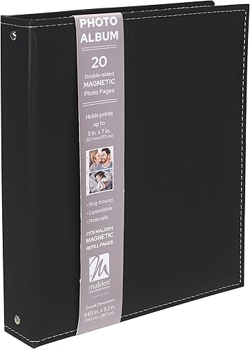 Miniatura 1 de Malden International Designs - Funda de vinilo para álbum de fotos, con anillo magnético, color negro