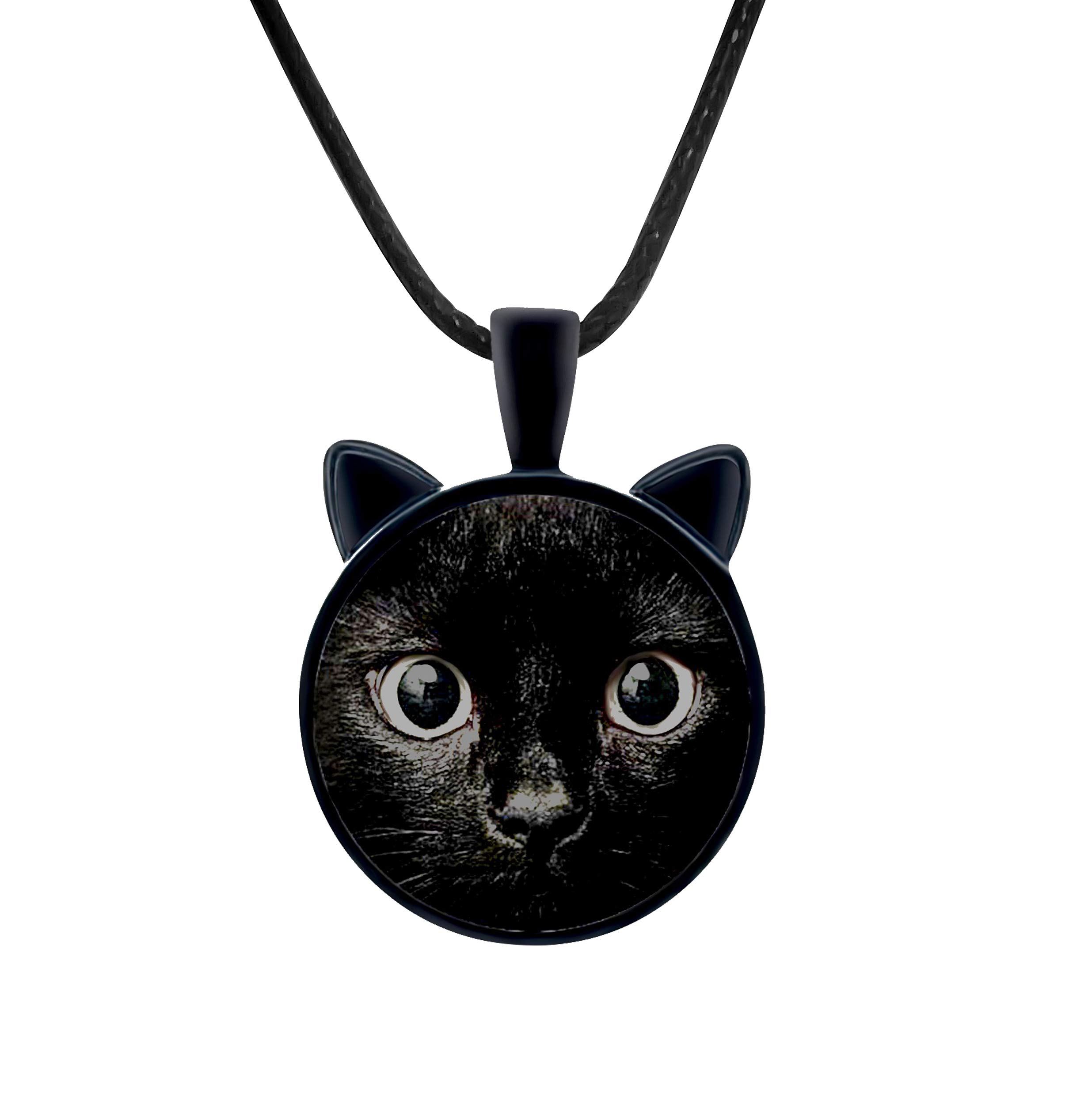 Kitty Pendant - Halloween Black Cat Necklace - Peeking Black Cat