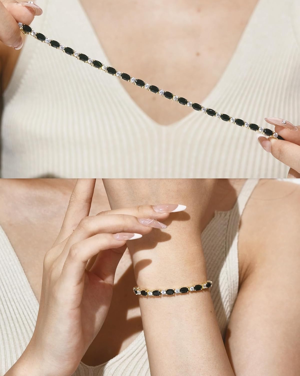 FANCIME 14K Gold Plated Birthstone Bracelets 4mm Sterling Silver Tennis Bracelets Gold Bracelets Birthday Jewelry Gifts for Women 7" - Image 4