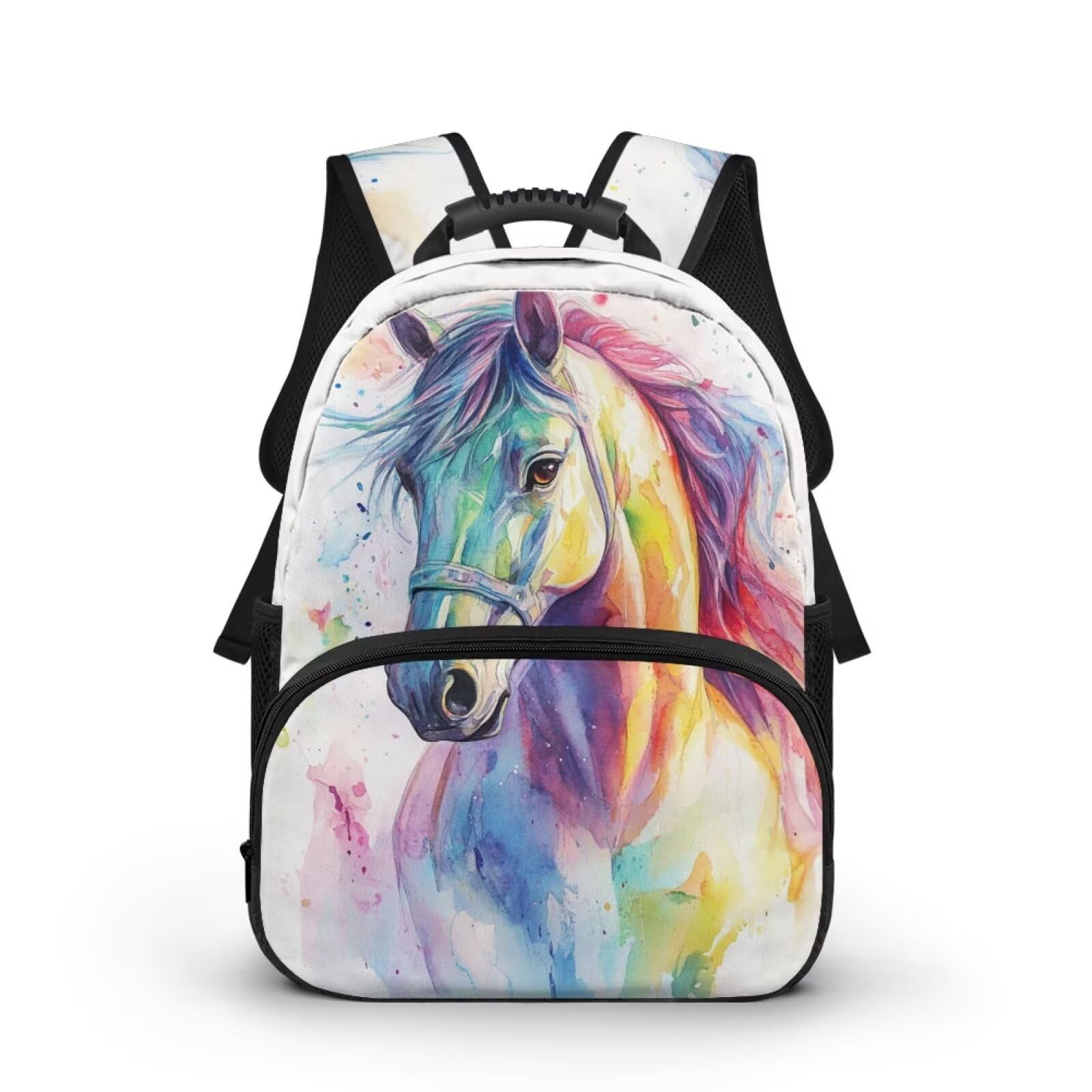 COEQINE Mochila escolar para niñas de 1er grado para adolescentes, mochila escolar de caballo arco iris para niños, bolsa ligera para niñas grandes de 4 a 6 años, regalos de cumpleaños, Caballo