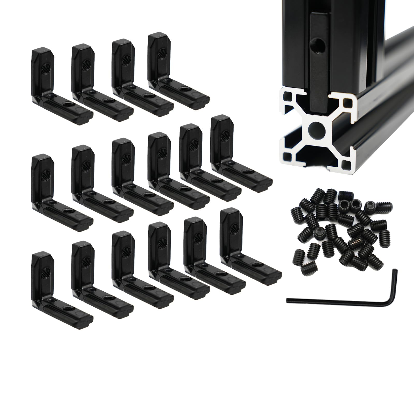 Raccord d'angle intérieur en L fente 8 mm pour châssis alu 30x30 noir