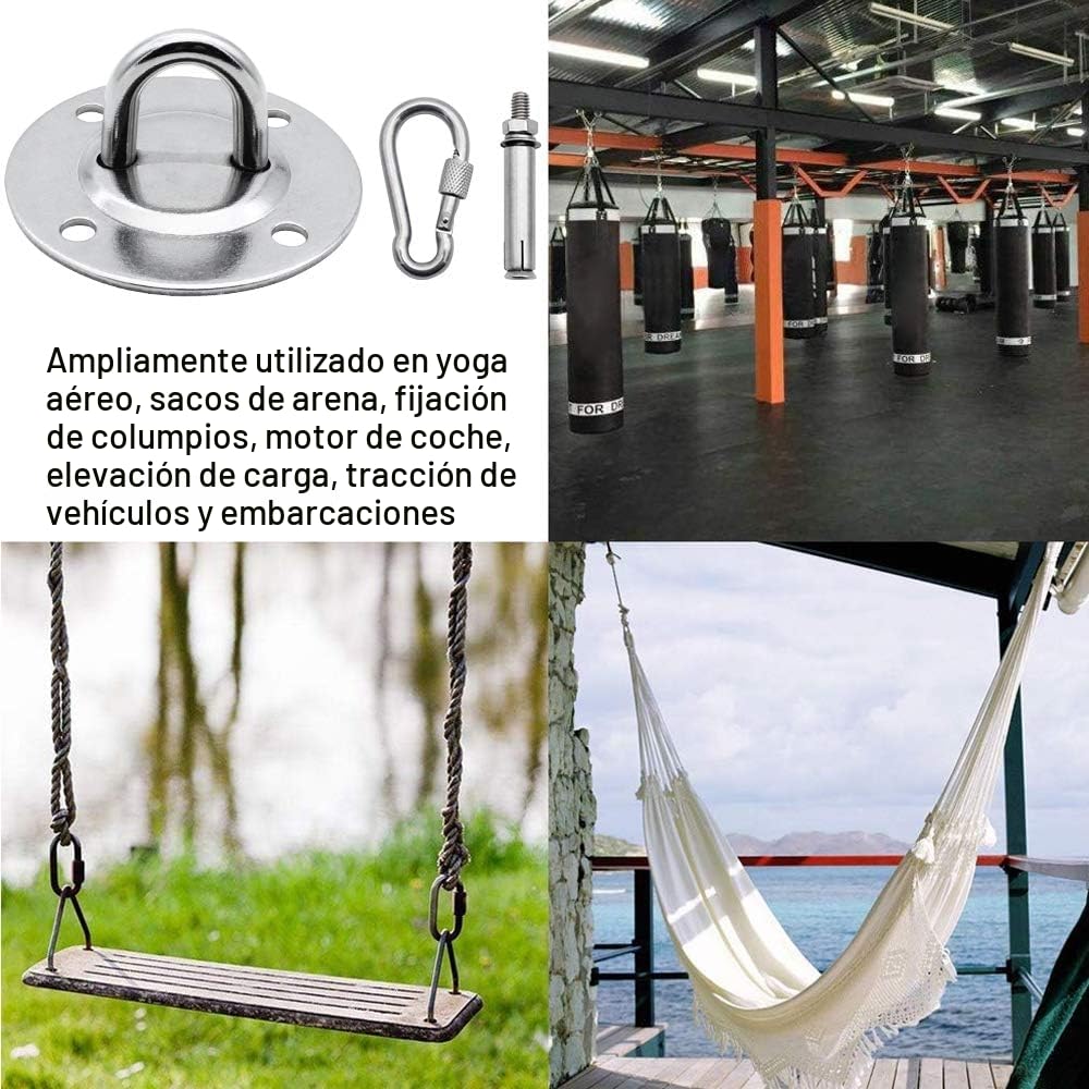 Anclaje para Pared Carga Maxima 500kg 2 Piezas Gancho de Techo para Sillón Colgante con Tornillos Pesados para Bolsas de Boxeo Hamacas Sacos de Arena Yoga Aéreo Gimnasios