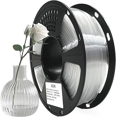 22 – XZN PETG Filament 1.75mm Clear 3D Printer Filament 1Kg(2.2lbs) 3D Printing Filament, Strong Toughness & High Precision +/-0.02mm, No Tangle …
