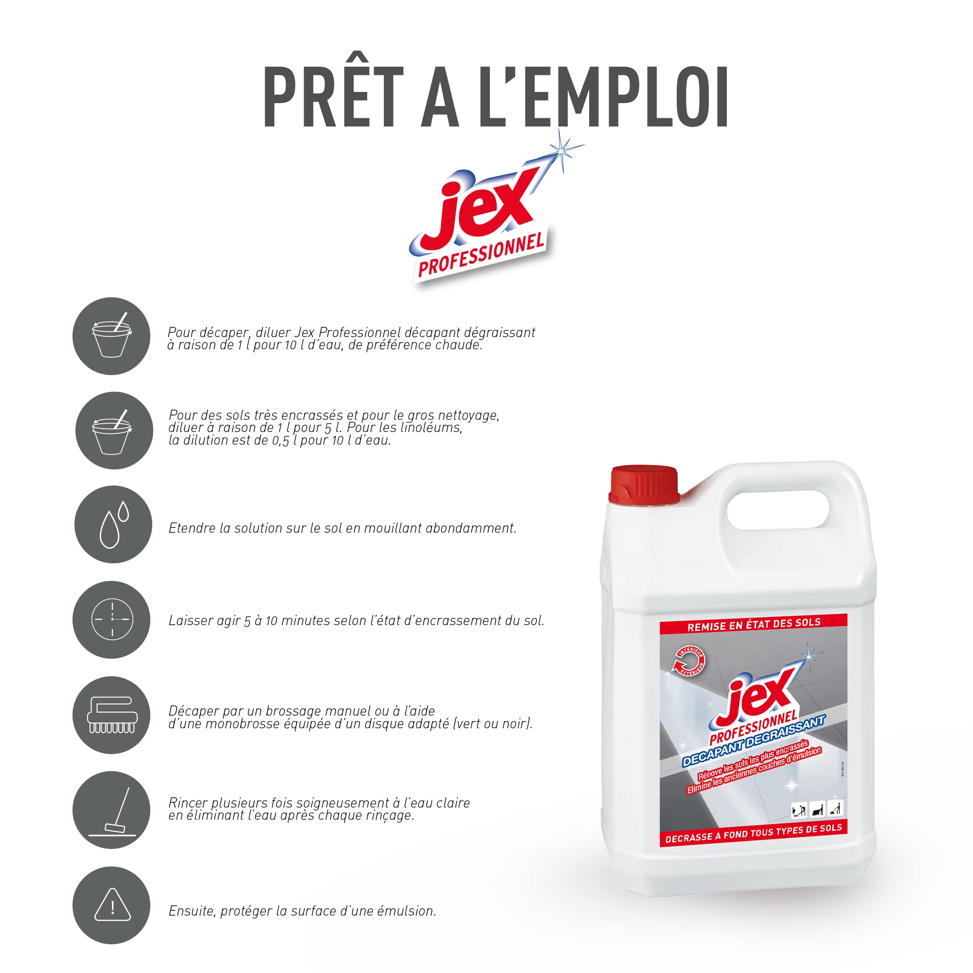 Nettoyant Sol Décapant & Dégraissant Parfum Citron-Nettoie en Profondeur en Intérieur & Extérieur -Formule Pour Lavage Manuel ou À la Machine - Fabrication Française-5 Litres-L'emballage peut varier.