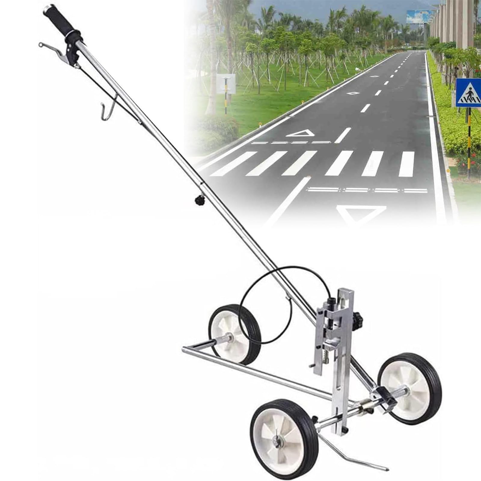 asdchZen Road Marking Machine - Hand Push Tape Applicator For Driveways & Traffic Lines, Spray Paint Marker For Accurate Lane Marking,