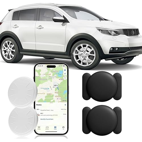 GPS Tracker for Vehicles,Car Tracker Work with Apple Find My(iOS Only),No Subscription Global Coverage Hidden Car Locator with Magnetic Case (Black,2PCS)