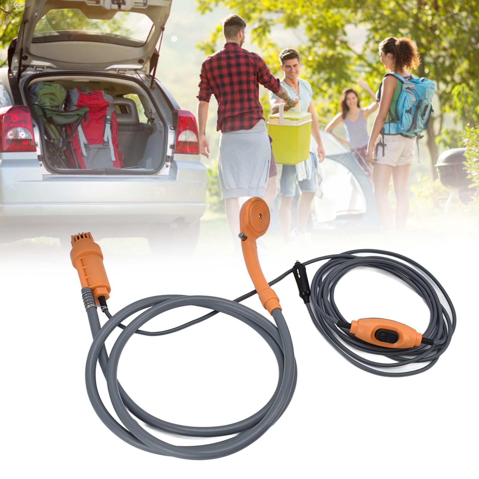 FTVOGUE Kit de Ducha Portátil para Acampar DC12V 24V Potencia del Vehículo 3.5LMin Salida de Agua con Presión Ajustable Interruptor a Prueba de Agua para Acampar Al Aire Libre Lavado de