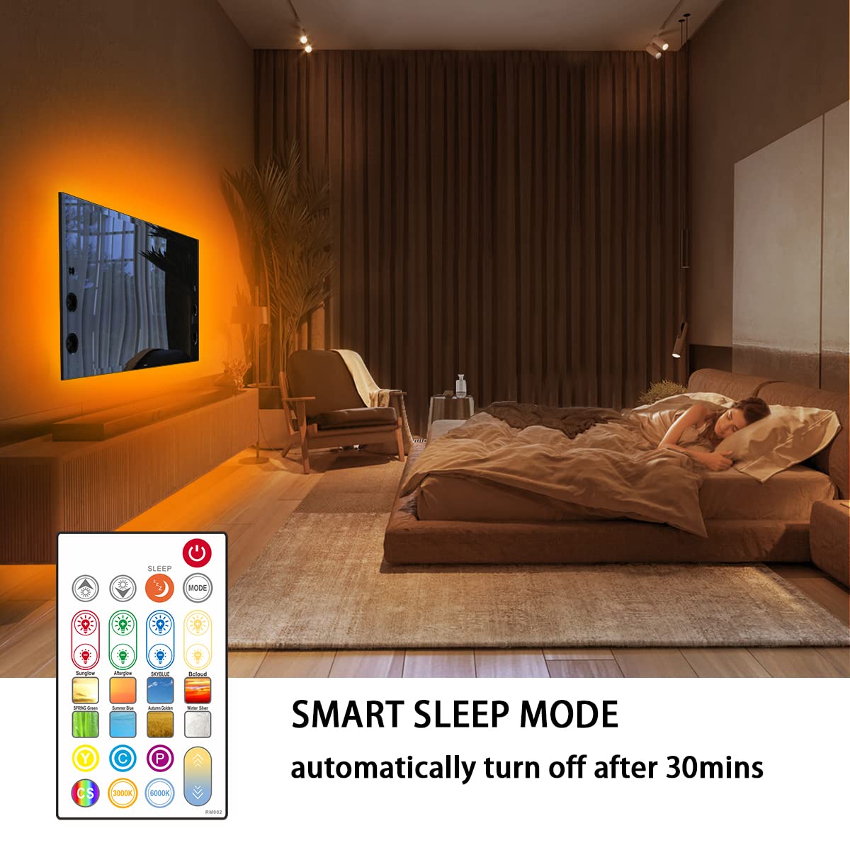 LED-Streifenlichter, 2.5 m, wasserdicht, RGBW 65536, Farbwechsel, Lichtschlauch mit Fernbedienung, 30 Minuten Timing-Off, 5 V, USB-betriebenes LED-Klebeband, Theater, Schlafzimmer