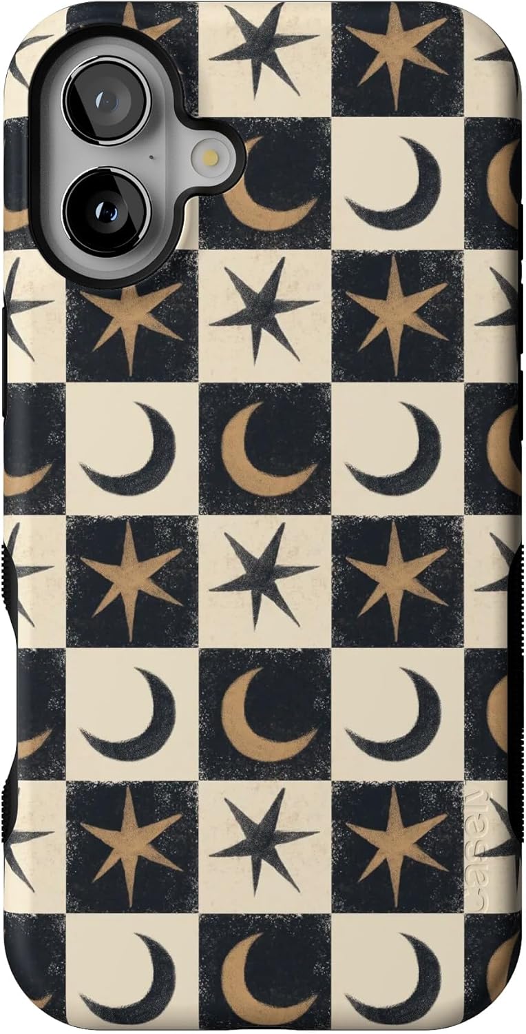 Casely iPhone 16 Case | Mystic Moonstar | Black Celestial | Compatible with MagSafe | Bold Protective Design